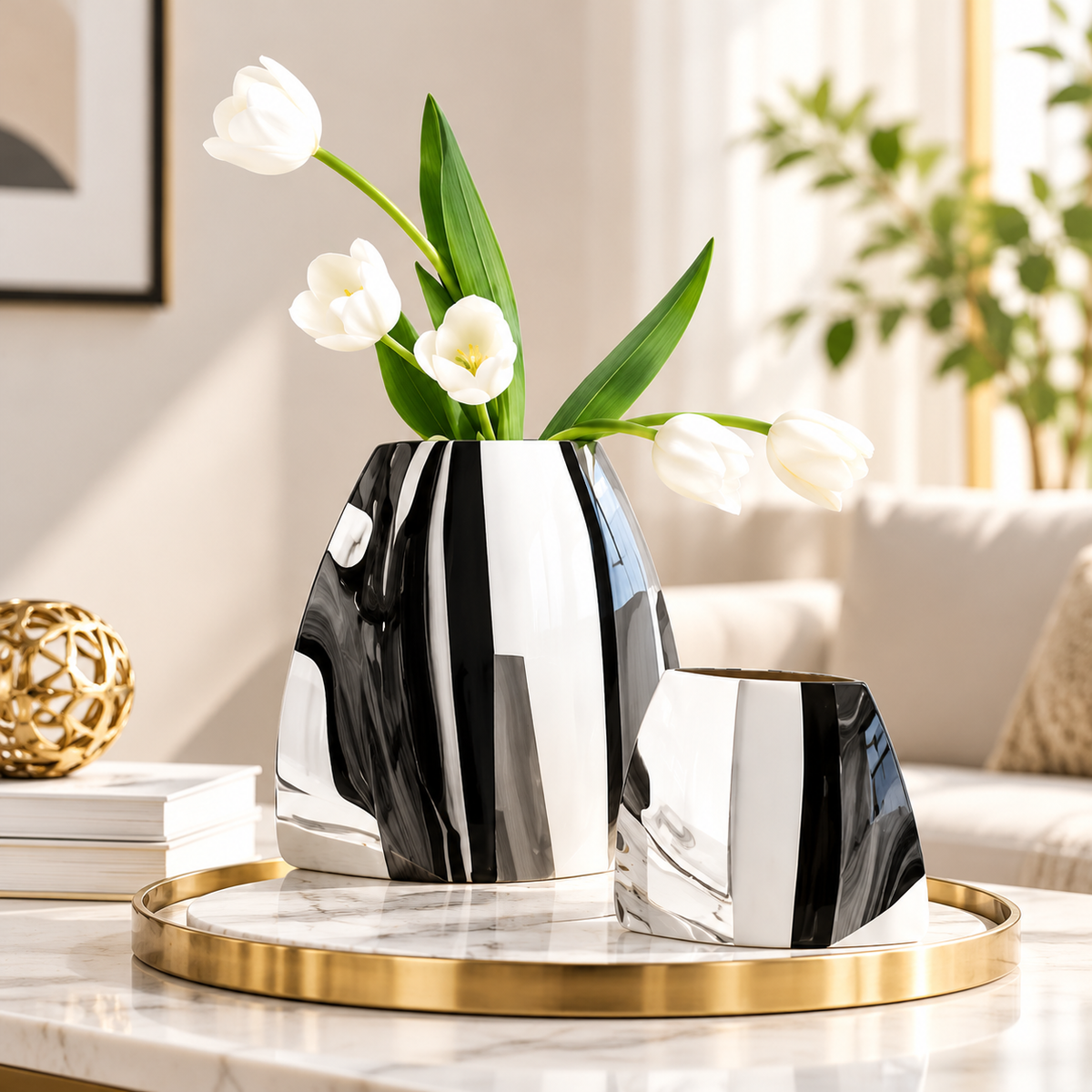 Silver Stainless Steel Decorative Vase with Mirror Finish