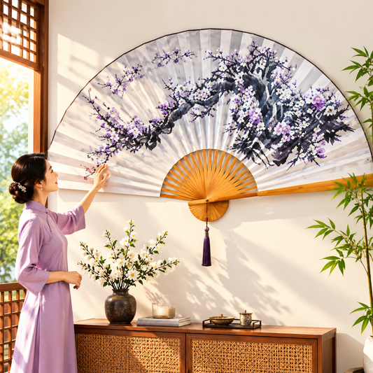 Giant Bamboo Folding Fan Wall Decor, 63 x 35.4 Inch