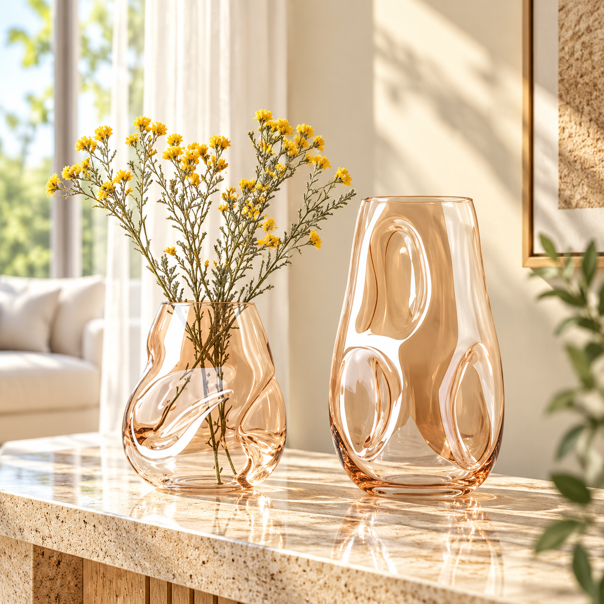Irregular Clear Glass Decorative Vase for Tabletop