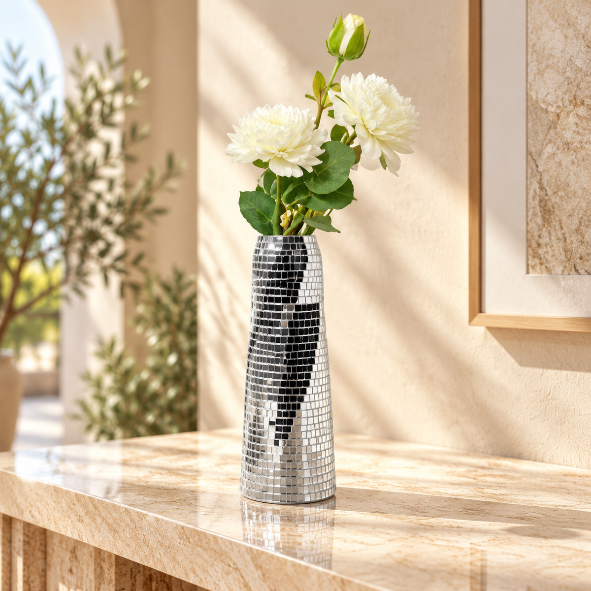 Disco Mirror Decorative Vase for Modern Home Decor